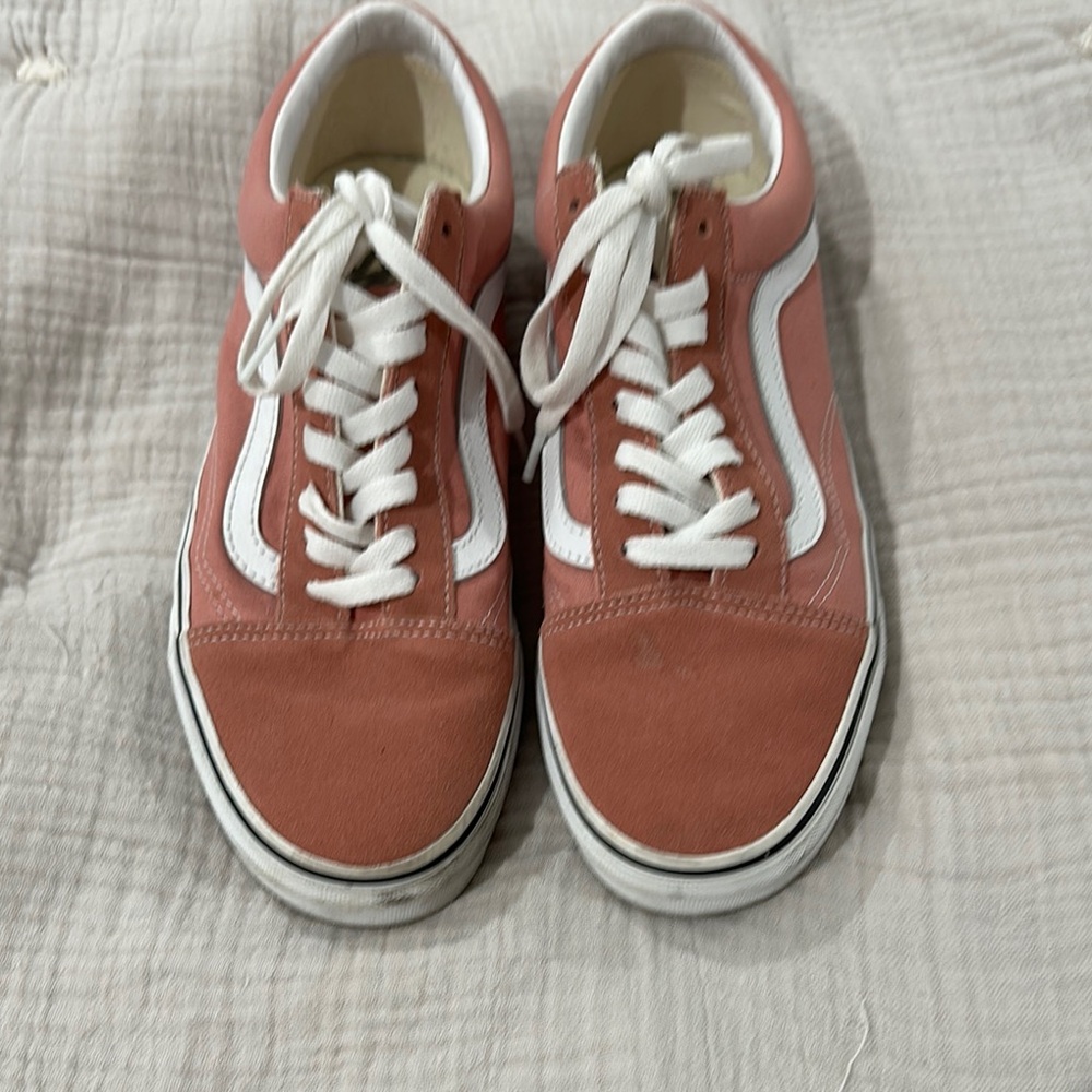 Vans Coral and White Classic Sneakers
